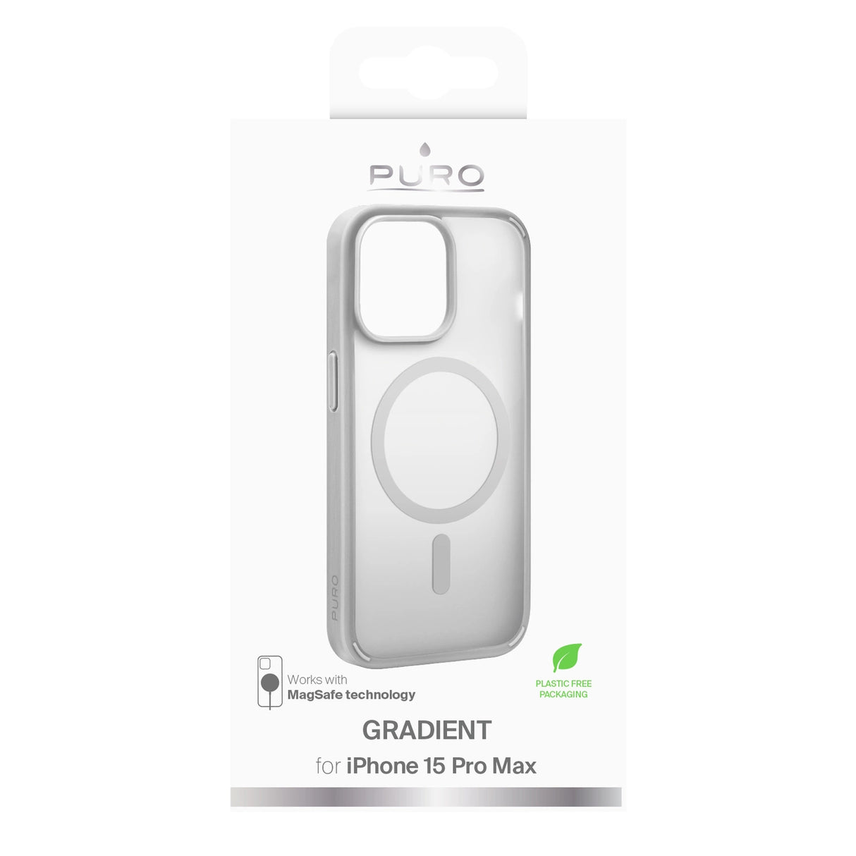 Puro Gradient MagSafe Silicone Case til iPhone 15 Pro Max - Sølv