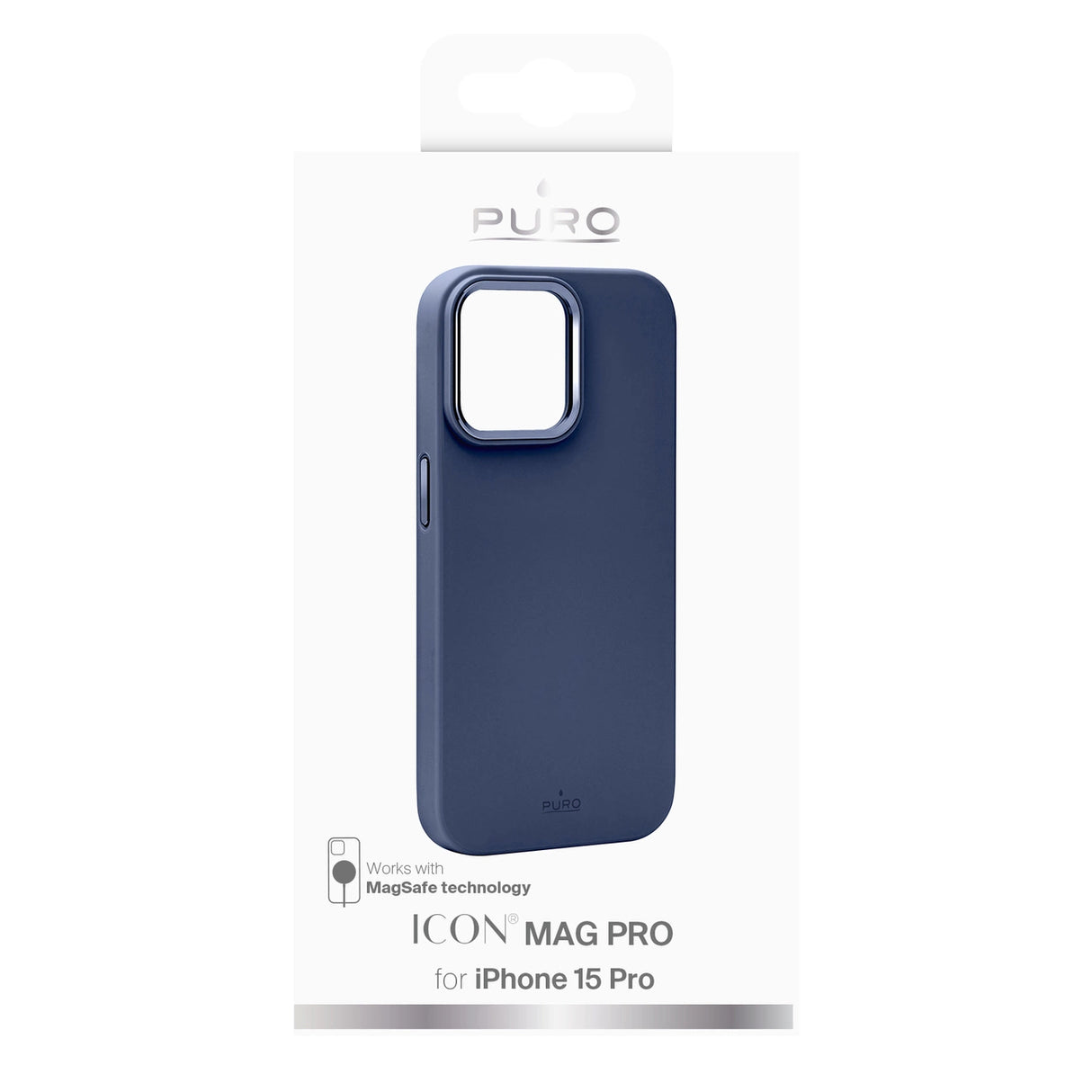 Puro Icon Mag Pro MagSafe Silicone Case til iPhone 15 Pro - mørkblå