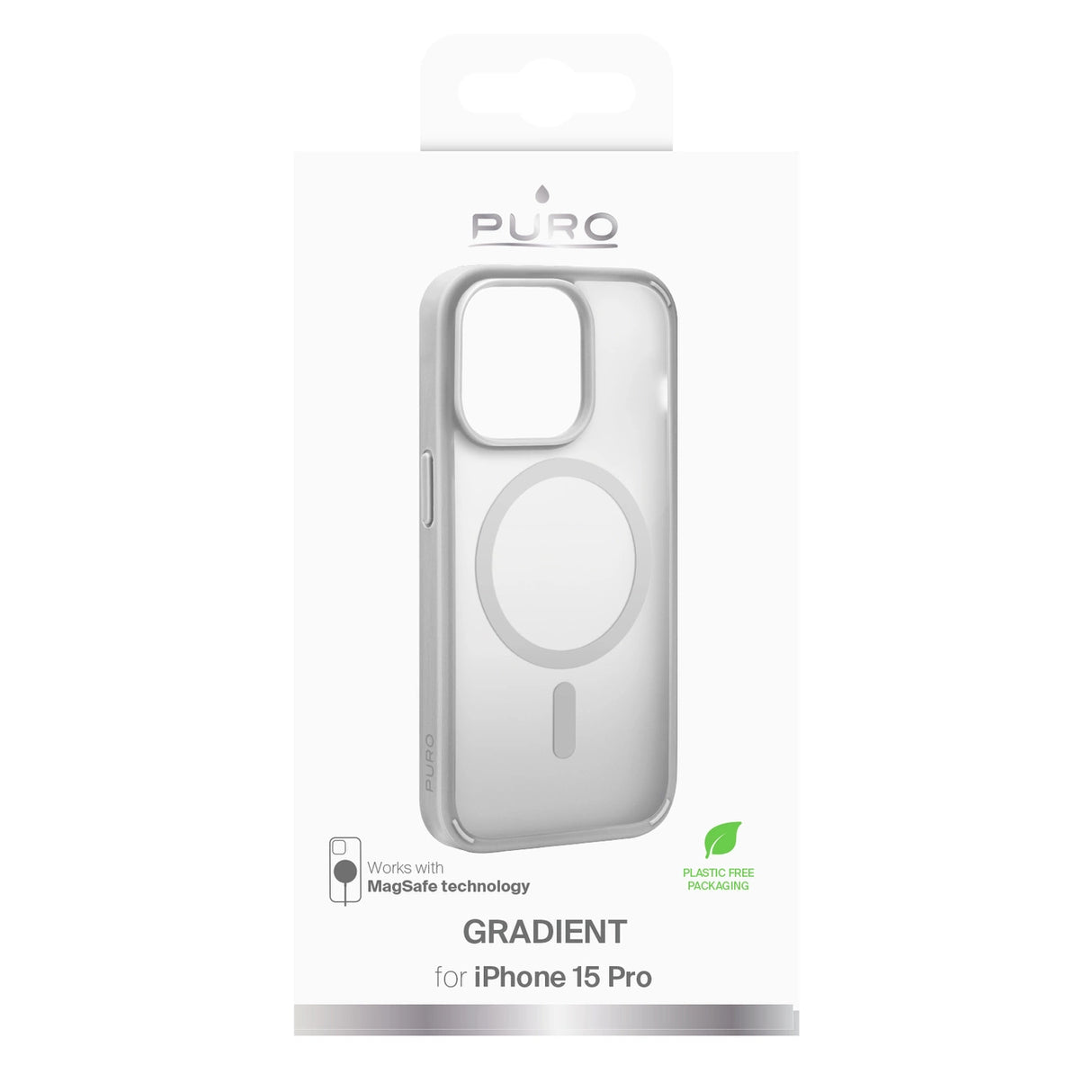Puro Gradient MagSafe Silicone Case til iPhone 15 Pro - Sølv