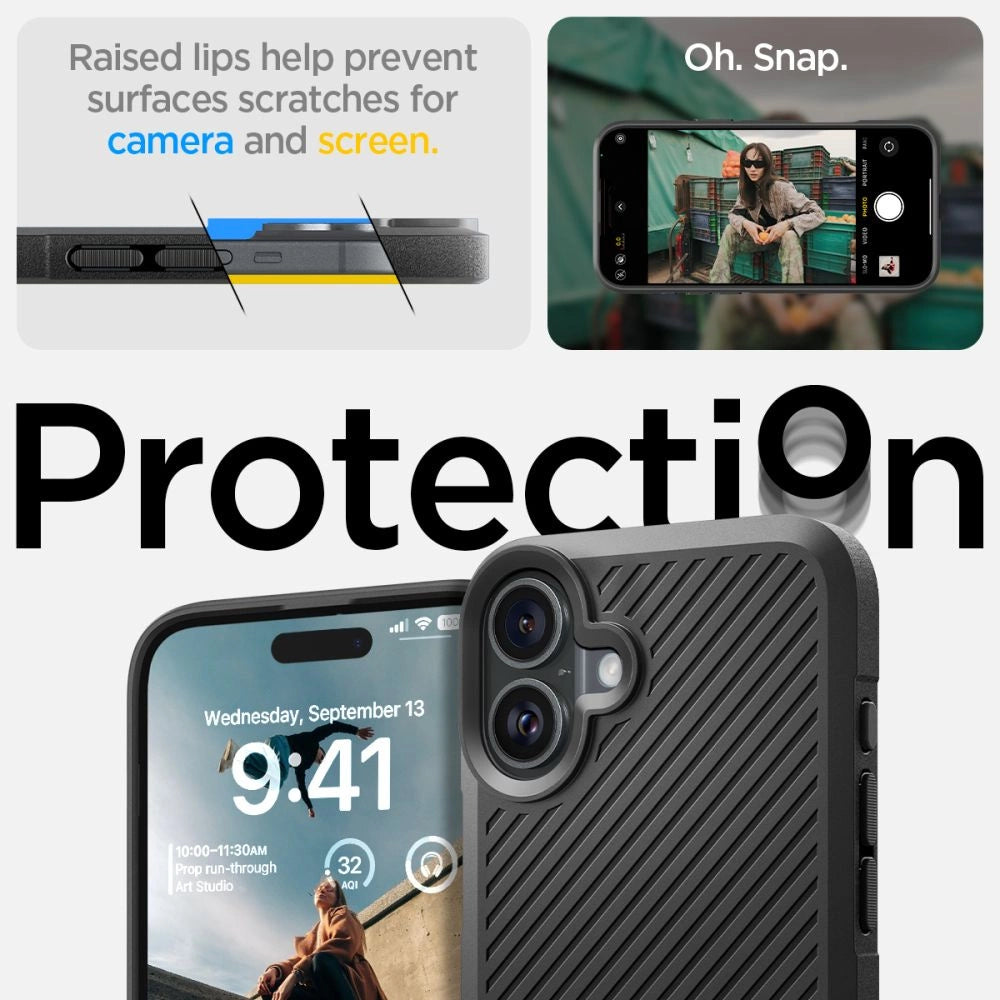 Spigen Core Armor iPhone 16 Case - Matte sort