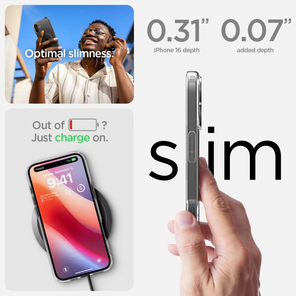 Spigen Ultra Hybrid MagSafe Carbon Fiber til iPhone 16 - mørkgrå