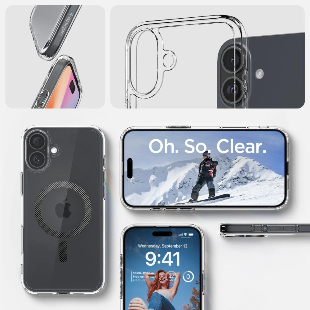 Spigen Ultra Hybrid MagSafe Carbon Fiber til iPhone 16 - mørkgrå