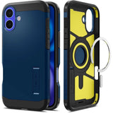 Spigen Tough Armor MagSafe-hylster med stand til iPhone 16 - blå