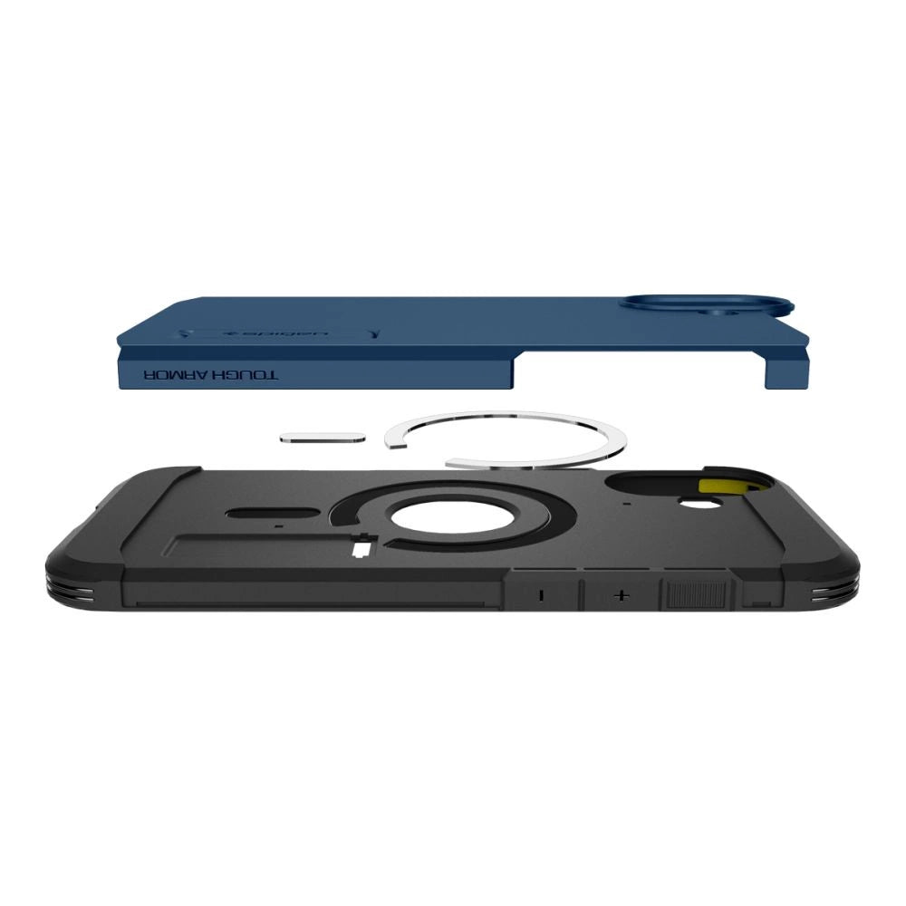 Spigen Tough Armor MagSafe-hylster med stand til iPhone 16 - blå