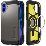 Spigen Tough Armor MagSafe case med stand til iPhone 16 - gunmetal
