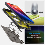 Spigen Tough Armor MagSafe case med stand til iPhone 16 - gunmetal