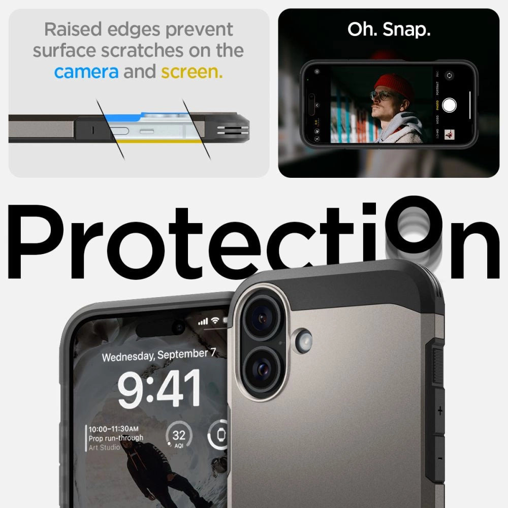 Spigen Tough Armor MagSafe case med stand til iPhone 16 - gunmetal