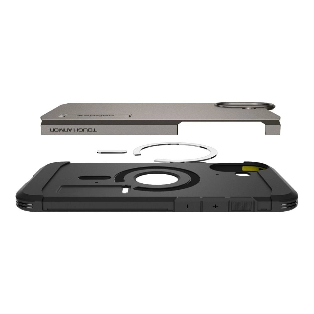 Spigen Tough Armor MagSafe case med stand til iPhone 16 - gunmetal