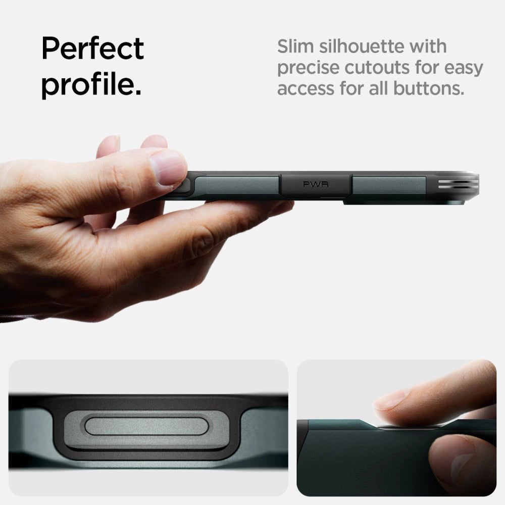 Spigen Tough Armor MagSafe Case med Stativ til iPhone 16 Pro - Grøn