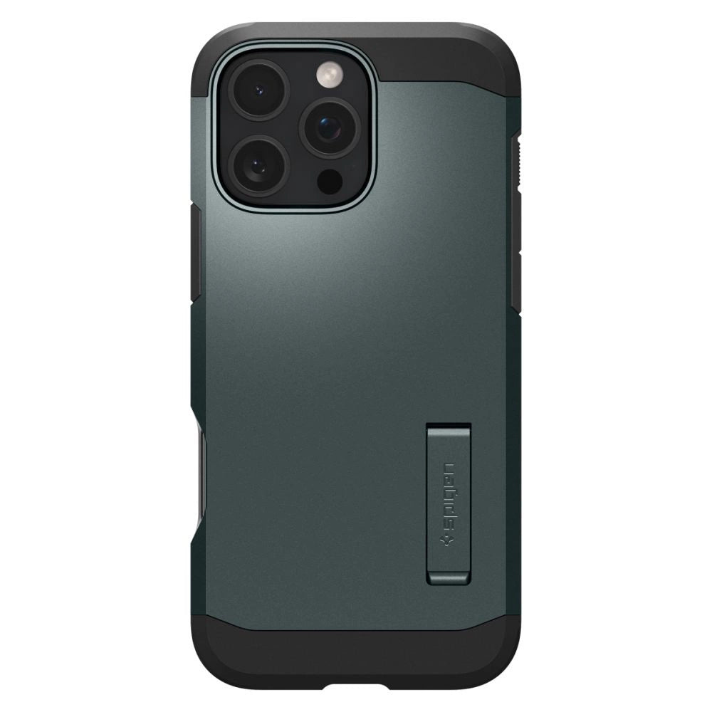 Spigen Tough Armor MagSafe Case med Stativ til iPhone 16 Pro - Grøn