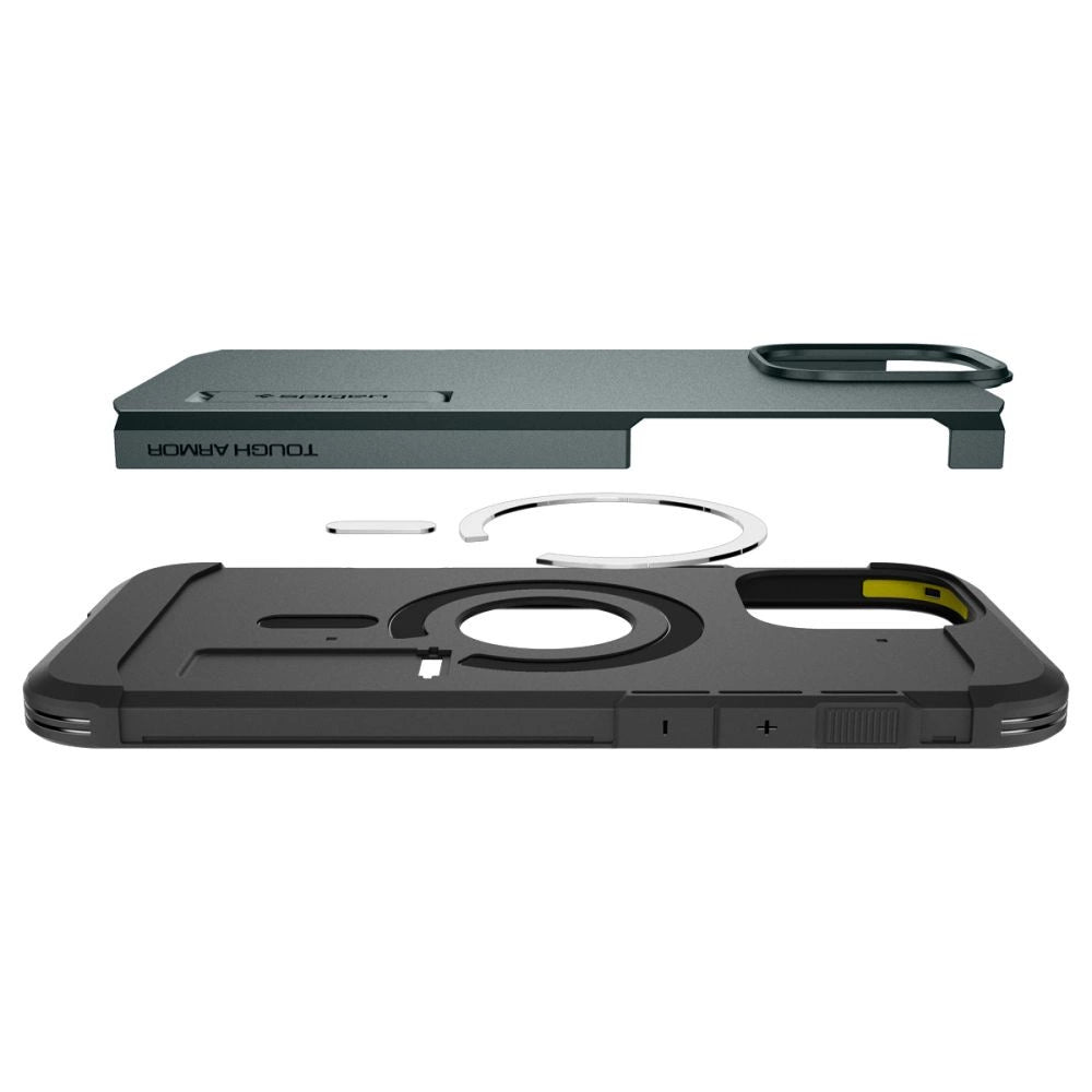 Spigen Tough Armor MagSafe Case med Stativ til iPhone 16 Pro - Grøn