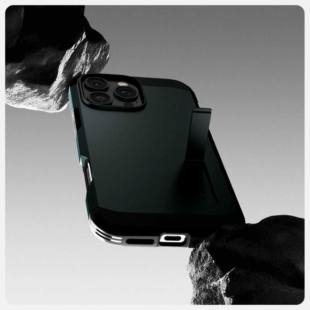 Spigen Tough Armor MagSafe Case med Stativ til iPhone 16 Pro - Grøn
