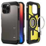 Spigen Tough Armor MagSafe-hylster med stativ til iPhone 16 Pro - gunmetal