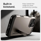 Spigen Tough Armor MagSafe-hylster med stativ til iPhone 16 Pro - gunmetal
