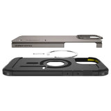 Spigen Tough Armor MagSafe-hylster med stativ til iPhone 16 Pro - gunmetal