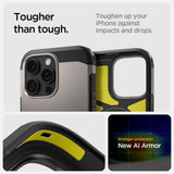 Spigen Tough Armor MagSafe-hylster med stativ til iPhone 16 Pro - gunmetal