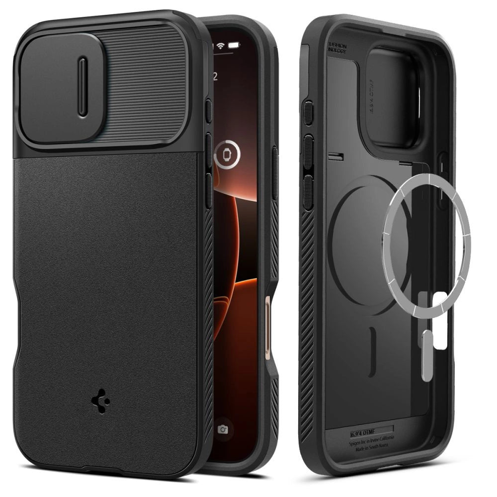 Spigen Optik Armor Mag case med MagSafe til iPhone 16 Pro - sort
