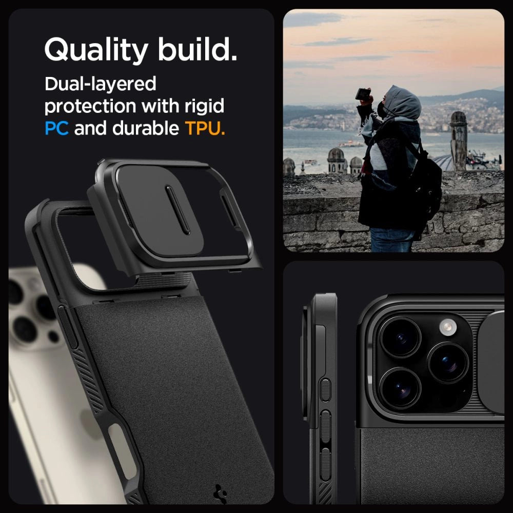 Spigen Optik Armor Mag case med MagSafe til iPhone 16 Pro - sort