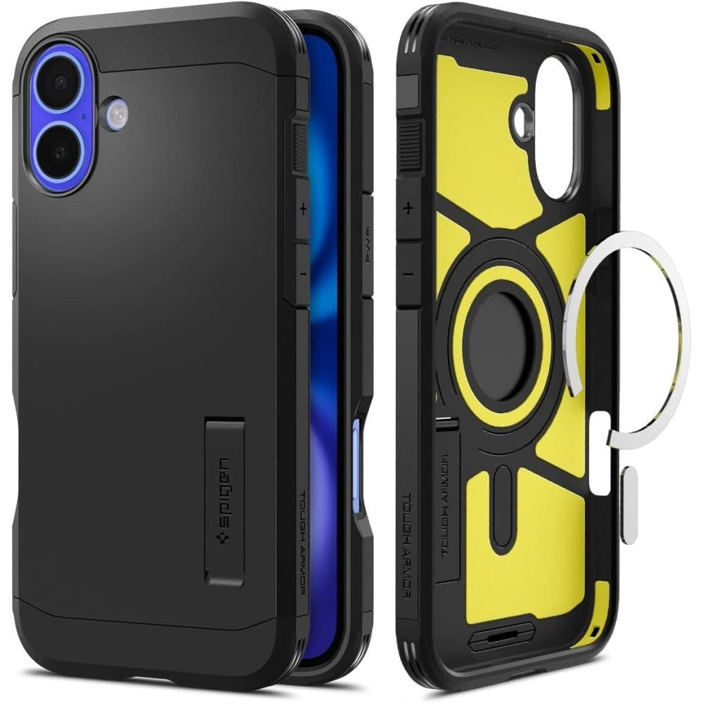 Spigen Tough Armor MagSafe Case med stand til iPhone 16 Plus - sort