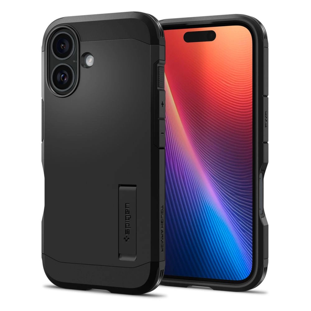 Spigen Tough Armor MagSafe Case med stand til iPhone 16 Plus - sort