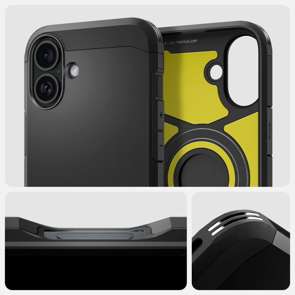 Spigen Tough Armor MagSafe Case med stand til iPhone 16 Plus - sort