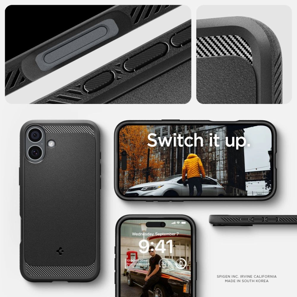 Spigen Rugged Armor MagSafe Case til iPhone 16 Plus - sort