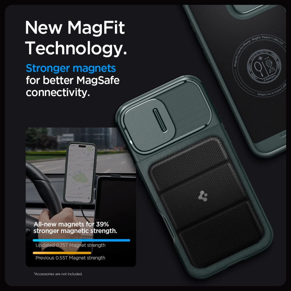 Spigen Optik Armor Mag Case med MagSafe til iPhone 16 Pro Max - Grøn