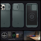 Spigen Optik Armor Mag Case med MagSafe til iPhone 16 Pro Max - Grøn