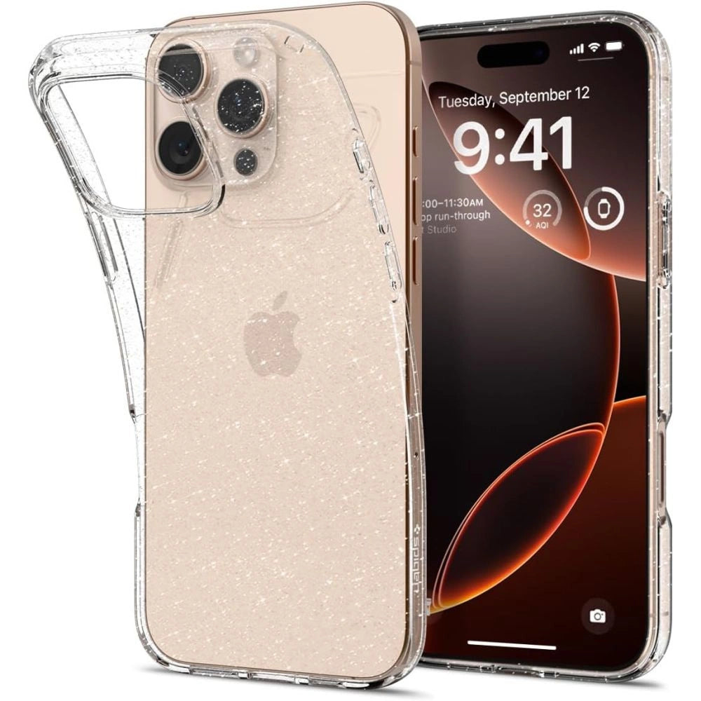 Spigen flydende krystal iPhone 16 Pro Max Case - Clear Glitter