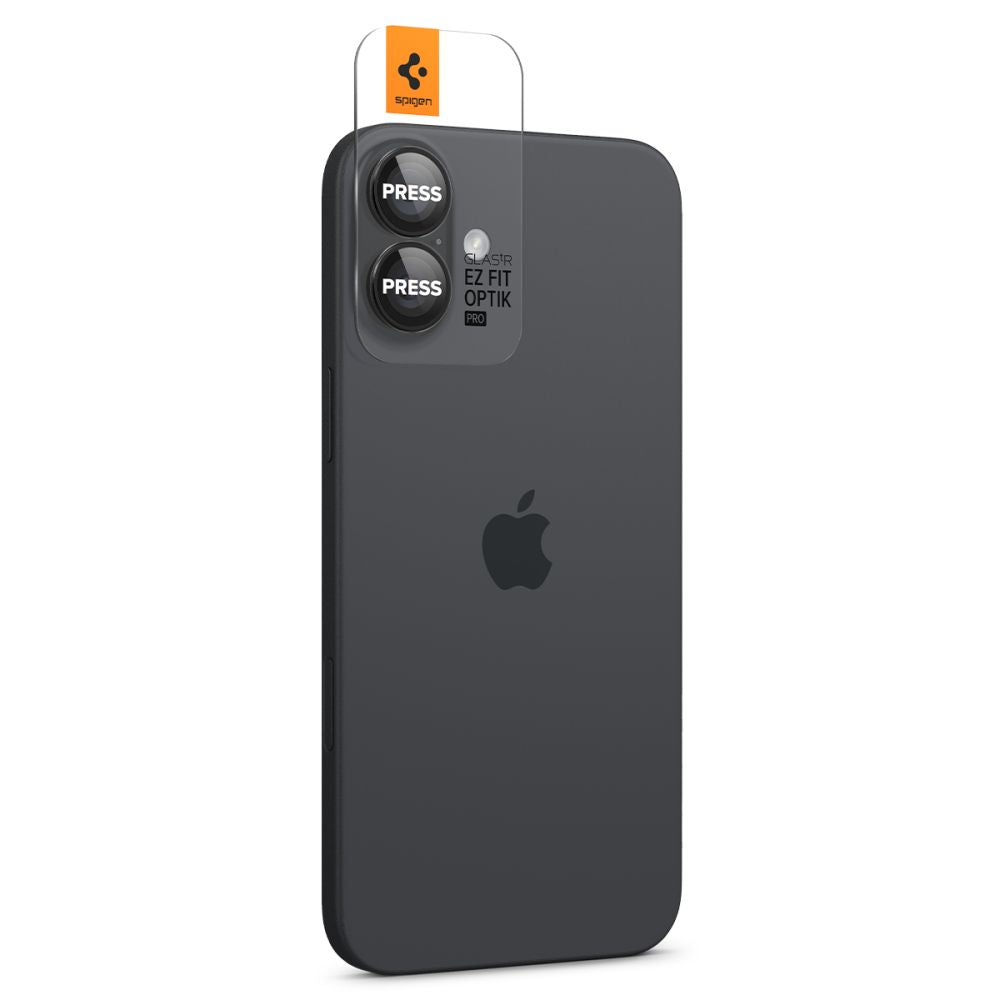 Spigen Glass tR EZ Fit Optik Pro tempereret glas til iPhone 16 / 16 Plus / 17 Kamera (2 st.) - sort