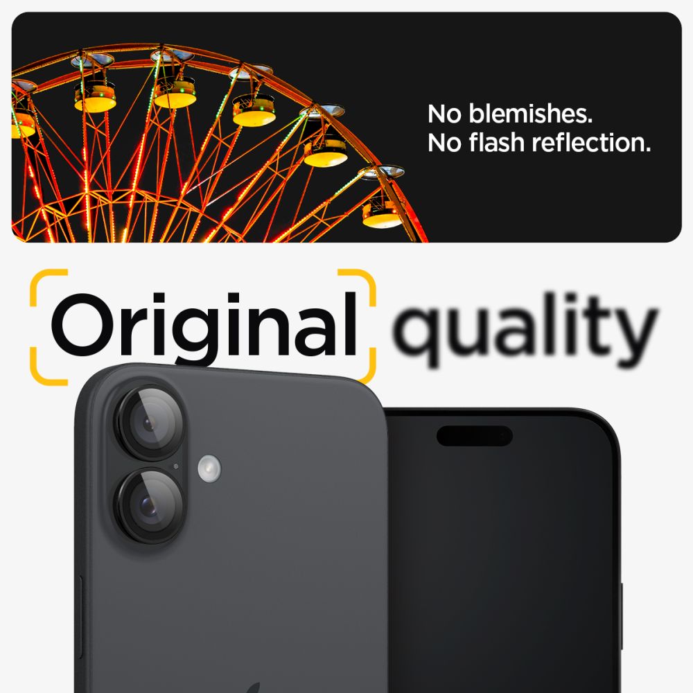 Spigen Glass tR EZ Fit Optik Pro tempereret glas til iPhone 16 / 16 Plus / 17 Kamera (2 st.) - sort