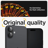 Spigen Glass tR EZ Fit Optik Pro tempereret glas til iPhone 16 / 16 Plus / 17 Kamera (2 st.) - sort