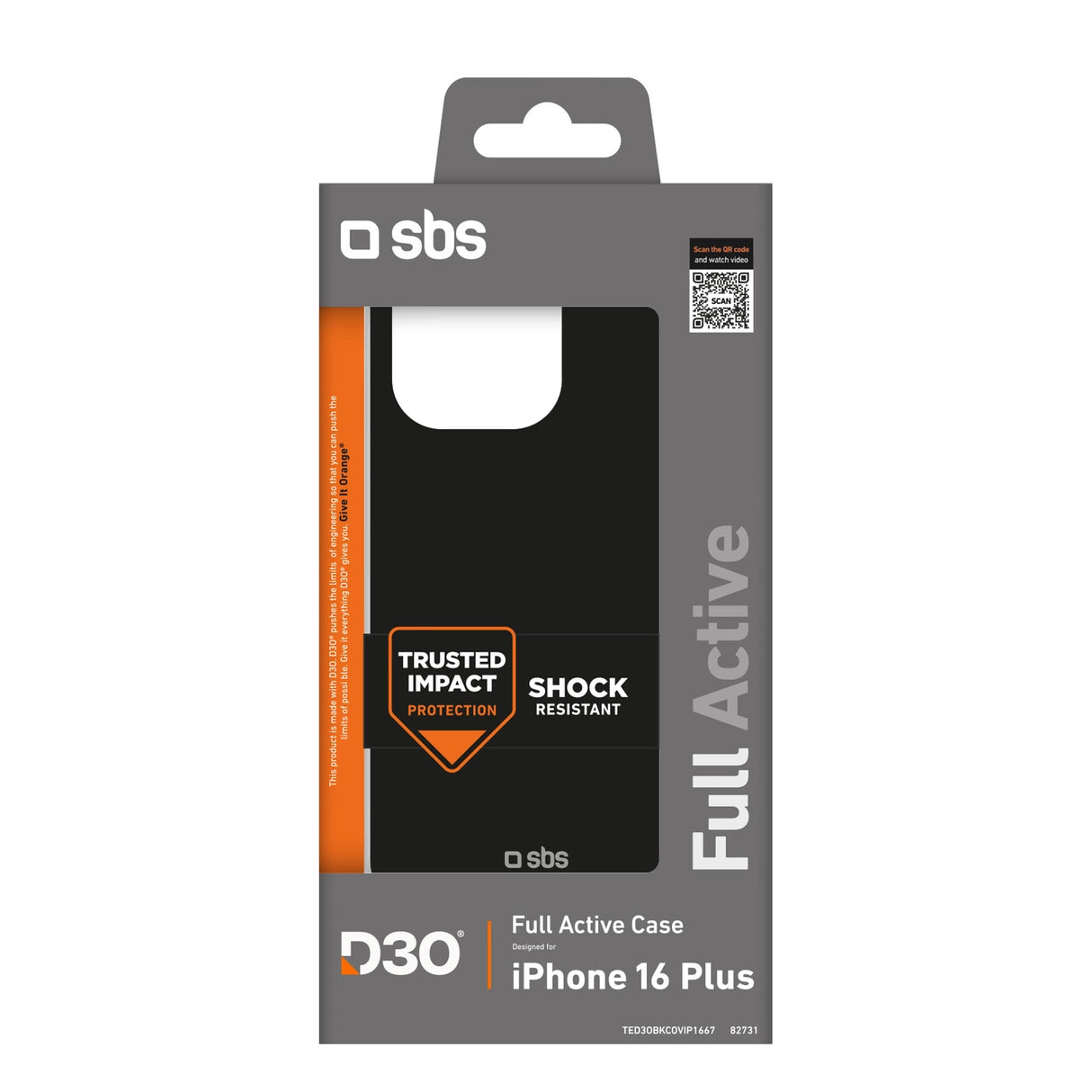 SBS Full Active D3O Case til iPhone 16 Plus - sort