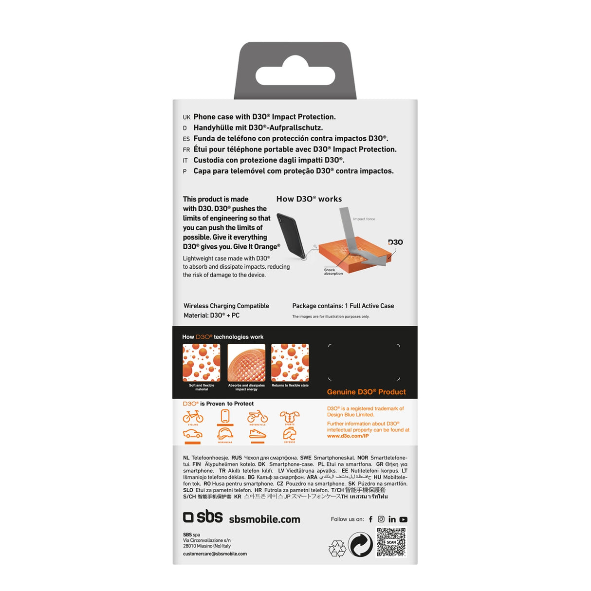 SBS Full Active D3O Case til iPhone 16 Plus - sort