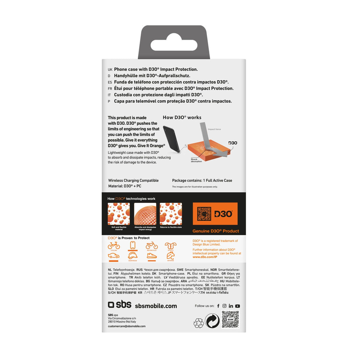 SBS Full Active D3O Case til iPhone 16 Pro Max - sort