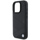 BMW Signature læder krydser linjer mønster iPhone 16 Pro Case - sort