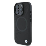 BMW Signature læder halvt tekstureret & Circle MagSafe-kasse til iPhone 16 Pro - sort