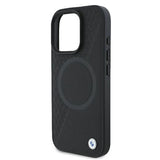 BMW Signature læder halvt tekstureret & Circle MagSafe-kasse til iPhone 16 Pro - sort
