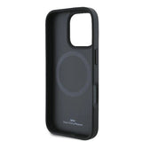 BMW Signature læder halvt tekstureret & Circle MagSafe-kasse til iPhone 16 Pro - sort