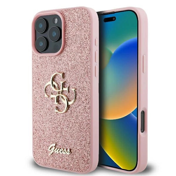 Guess Fixed Glitter Big 4G Case til iPhone 16 Pro - Pink