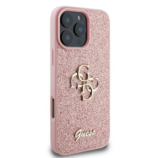 Guess Fixed Glitter Big 4G Case til iPhone 16 Pro - Pink