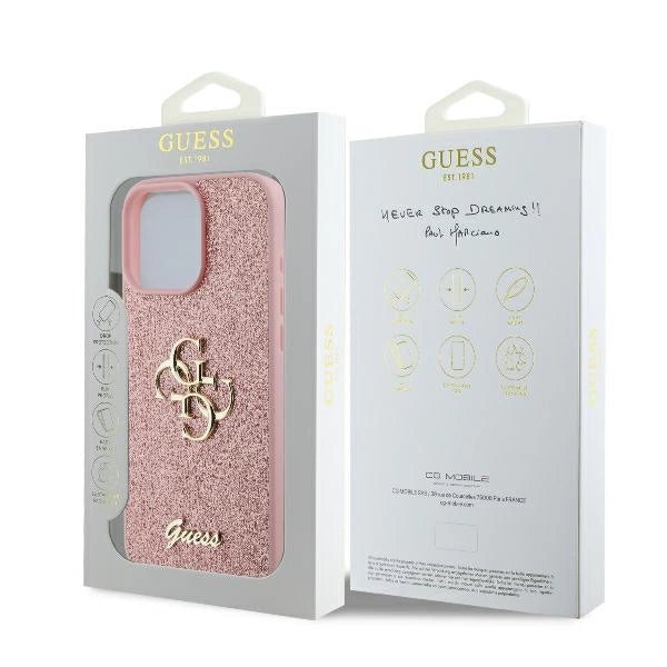 Guess Fixed Glitter Big 4G Case til iPhone 16 Pro - Pink