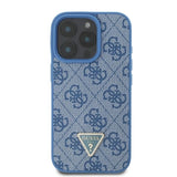Guess læder 4G Triangle Strass MagSafe Case til iPhone 16 Pro - Blå