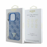 Guess læder 4G Triangle Strass MagSafe Case til iPhone 16 Pro - Blå