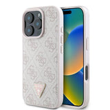 Guess læder 4G Triangle Strass MagSafe Case til iPhone 16 Pro - Pink