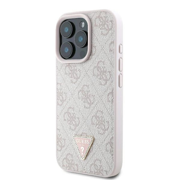 Guess læder 4G Triangle Strass MagSafe Case til iPhone 16 Pro - Pink