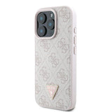 Guess læder 4G Triangle Strass MagSafe Case til iPhone 16 Pro - Pink