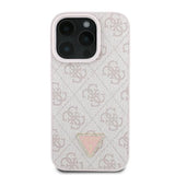 Guess læder 4G Triangle Strass MagSafe Case til iPhone 16 Pro - Pink