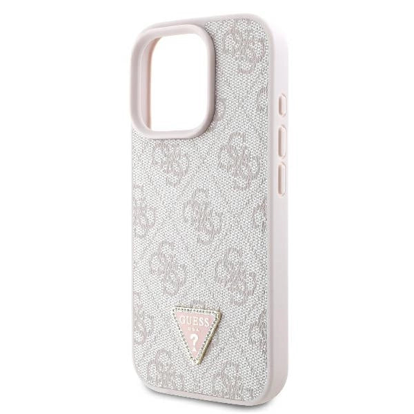 Guess læder 4G Triangle Strass MagSafe Case til iPhone 16 Pro - Pink