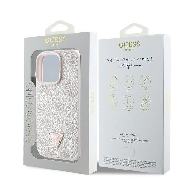 Guess læder 4G Triangle Strass MagSafe Case til iPhone 16 Pro - Pink